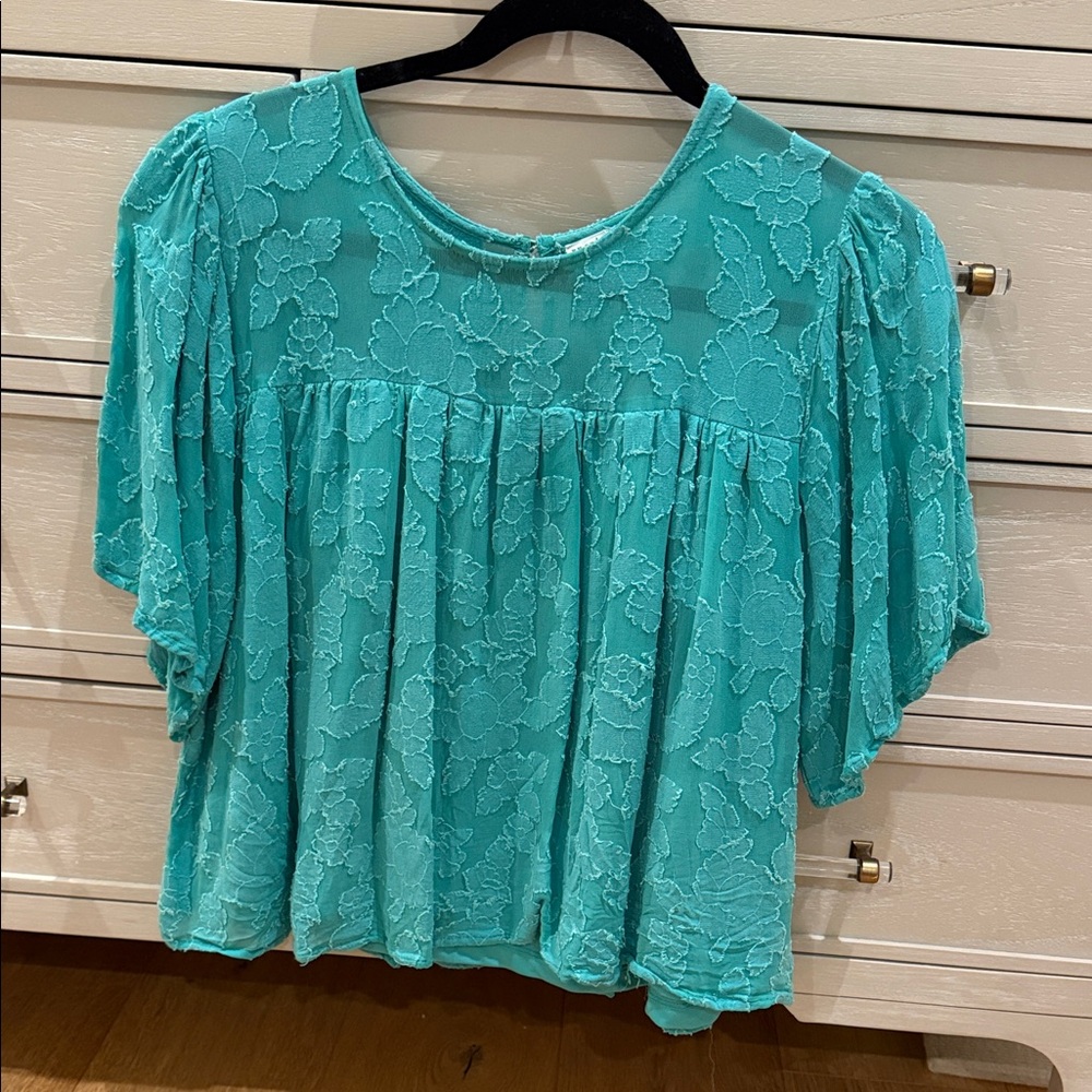 Teal Lace Women Top